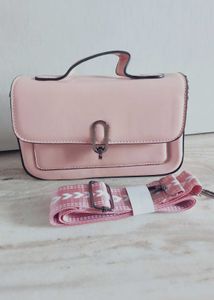 Pink Crossbody Bag with Strap