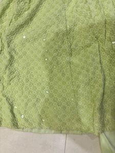 Lime Green Embroidered Anarkali Pant Suit