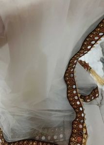 ✨ Elegant Mirror Work Net Dupatta with Tassels ✨