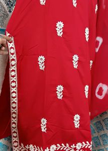 NEW Red Lucknowi Embroidered Dress Set