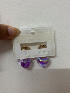 Iridescent Heart Drop Earrings