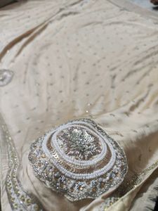 Unique Work Creamy Saree ☺️ With Blouse