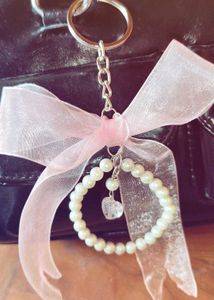 Cute Bow Pearl Keychain