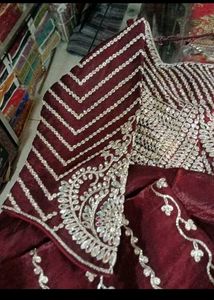 Maroon Embellished Wedding Gown