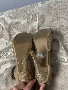 Beige Glitter Part Wear Stilletoes