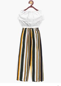 ANANDESHWAR White Girl's Crepe Top and Palazzo
