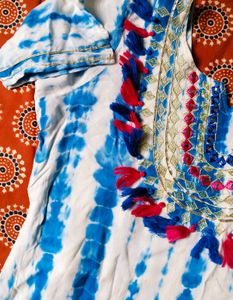 Tie-Dye Embroidered Kurta