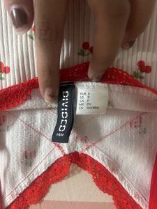 cherry printed red lace y2k top