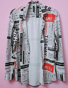 White Long Shirt With Black Print