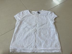 White Eyelet Button-Up Top