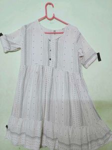 Girls White Cotton Dress