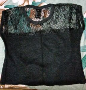 Black Lace Detail Top