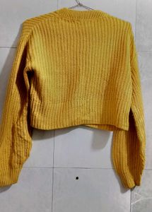 Crop Yellow Bell Sleeve Sweater