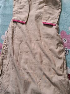 Nude Colour Kurthi With Pink Design