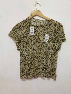 Trendy New Leopard Print Mesh Top