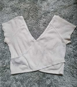 Ribbed Wrap Crop Top