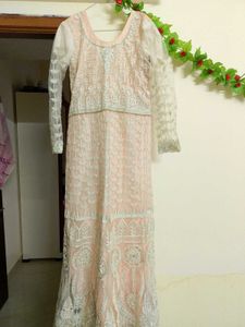 Traditional 🌸💮Peach Colour Embroidery LongFrock