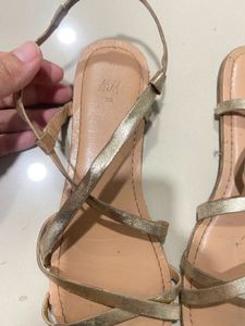 H &amp;mGold Flat Sandals