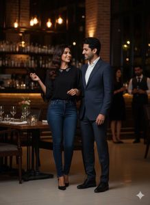 Glamour Alert🖤Jewelled Collar Bell-Sleeve Blouse