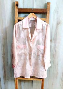Floral Sheer Button-Down Shirt Size-42