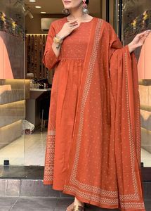 Elegant Orange Anarkali Kurta Set