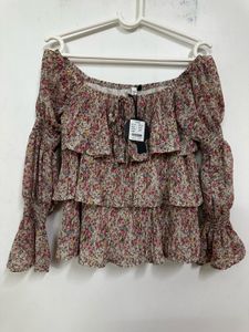 Floral Ruffle Bardot Top