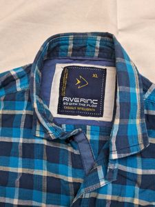 Blue Plaid Button-Down Shirt