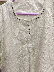 Elegant White Embroidered Kurta Set