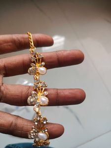 Gold Floral Pearl Necklace &amp; Earring Set
