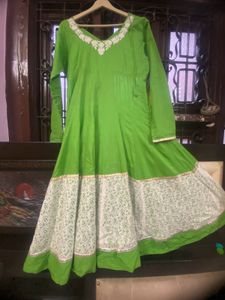 Anarkali Parrot Colour Long Kurti With Broad Ghera