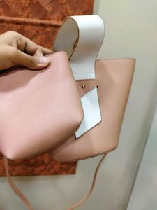 Pink Bucket Bag with White Accents
