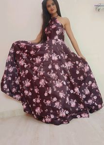 Heavy Satin Neck Node Gown