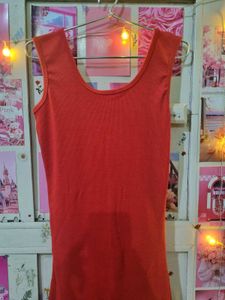Ribbed Red Square Neck Bodycon Midi Dress