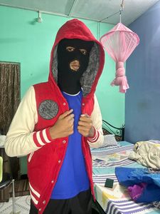 Red And Begie White Versity Jacket