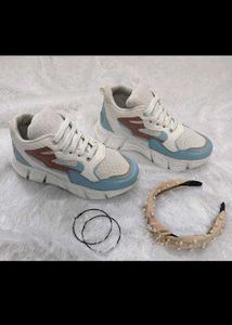 Stylish White & Blue Sneakers