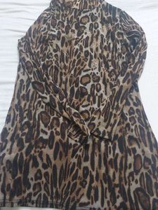 Leopard Print Turtleneck Top