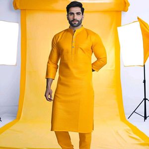 Traditional Men&#39;s Yellow Kurta
