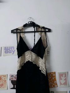 Velvet Black Backless Dress