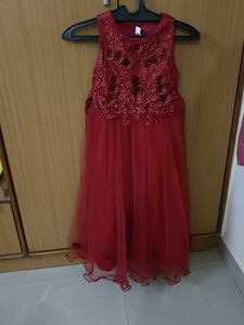 Red Embellished Party Dress
