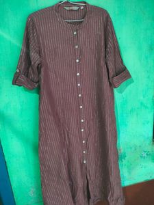 Mauve A line Kurta With Silver Lines
