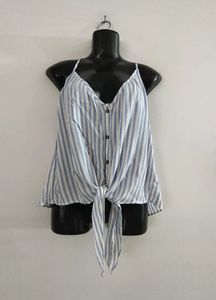 White With Blue Striped Top (Women's)