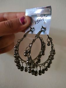 Brand New Black Oxidised Hoop Earrings