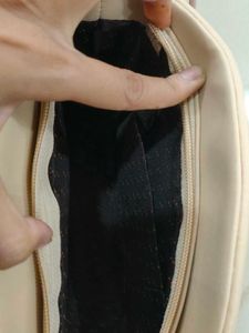 Beige Crossbody Bag with Chain Detail