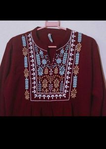 Embroidered Maroon Kurti/Dress