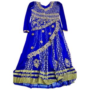 Elegant Blue & Gold Ethnic Gown