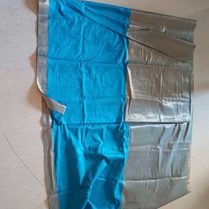 Brand New- Aura Art Silk Saree In Turquoise Blue