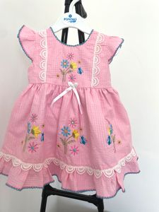 Pink Floral Embroidered Dress