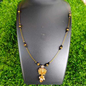 Gold Lotus Pendant Invisble Mangalsutra Chain
