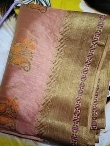 Peach Printed Saree