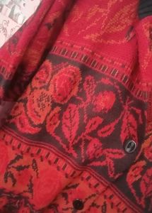 Red woolen long coat